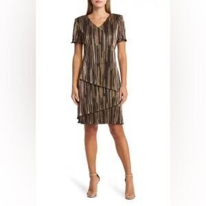 NWT Connected Apparel Plisse Tiered Dress, Size‎ 6